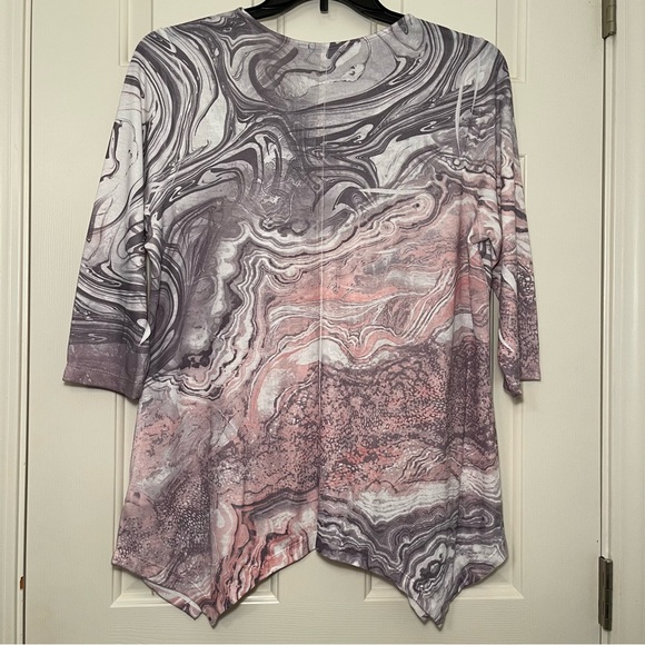APT 9 Pink Marble Crochet V-Neck Blouse GemsPlus Size 1X NEW - Picture 2 of 10